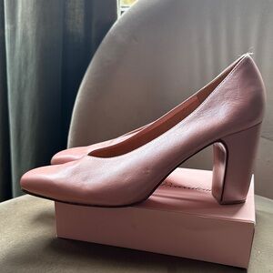 Rachel Comey Blush Pink Leather Block Heel Pumps